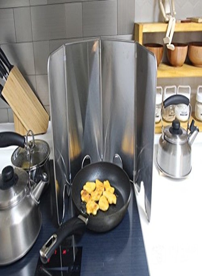 BLUE HOME Splatter Guard for Cooking - Grease Splatter Screen - 4 Sided Splatter Guard Compact Type - Stainless Steel - Unfold 33.26 in x 14.17 in - Fold 8.26 in x 14.17 in x 0.86 in - Image 5